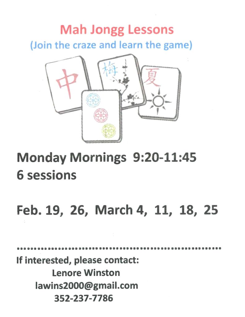 Mah Jongg Lessons, Monday Mornings Stone Creek